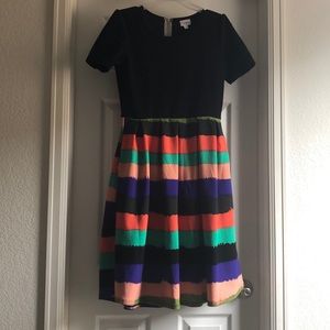 Large LuLaRoe Amelia with Multi Color Stripe